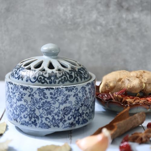 Garlic Keeper for Counter - Ceramic Garlic Storage with Breathable Lid, Countertop Holder, Jar, Pot, Cellar, Bowl, Saver, Container for Kitchen (4 inch)