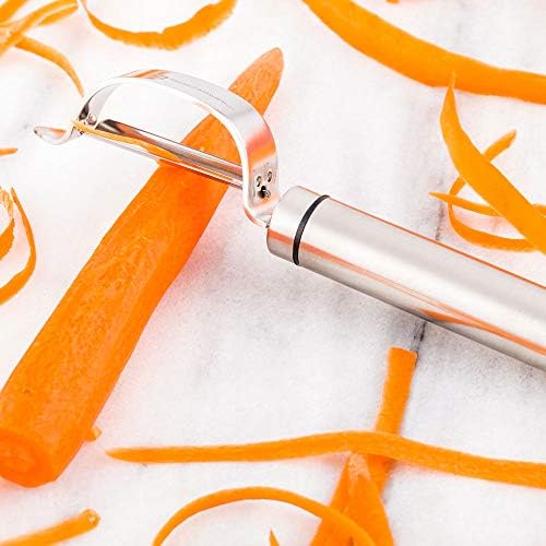 Restaurantware Met Lux 7.5 Inch Vegetable Skin Peeler 1 Double-Sided Carrot Peeler - Non-Slip Grip Hanging Loop Stainless Steel Potato Peeler Dishwasher-Safe For Apples And Cucumbers
