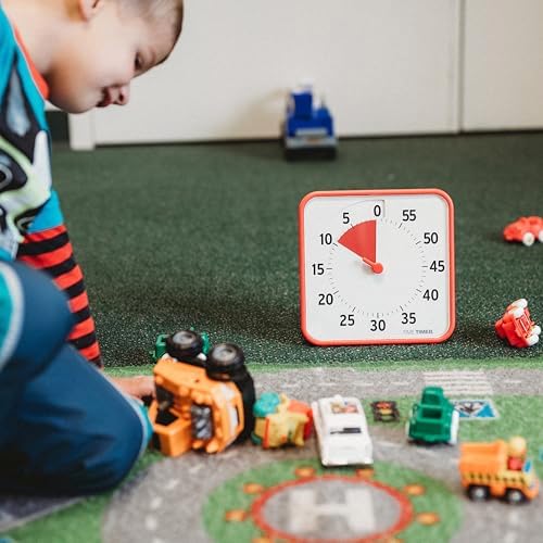 TIME TIMER Visual Schedule Package - 8-inch 60 Minute Visual Routine Timer with Dry Erase Board, PECS Cards, and Whiteboard Marker - for Kids Desk, Classroom, Home, and Routines (Orange)