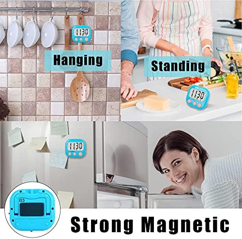 AOUCE Digital Kitchen Timers for Cooking, Timer for Kids 6 Pack Blue
