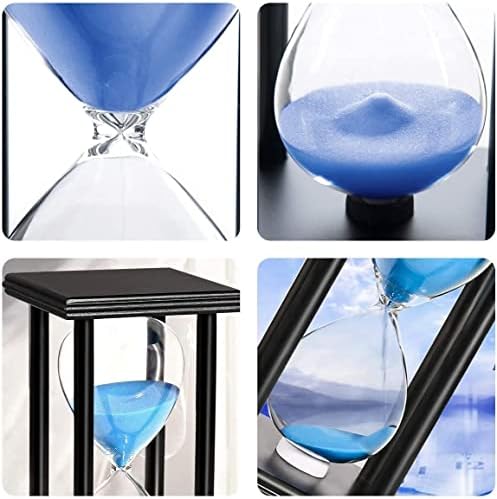 Tanmalan Hourglass 60 Minute,Wood Sand Timer,Handiwork,Bookshelf Decor, (Blue Sand,8inch,60MIN)