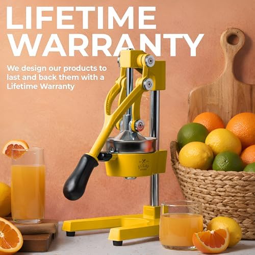 Zulay Kitchen Cast Iron Juicer - Heavy Duty Orange Juicer with Detachable Strainers for Easy Cleaning, Citrus Press for Citrus Fruits, Perfect for Bartenders, Juice Lovers & Health Enthusiasts