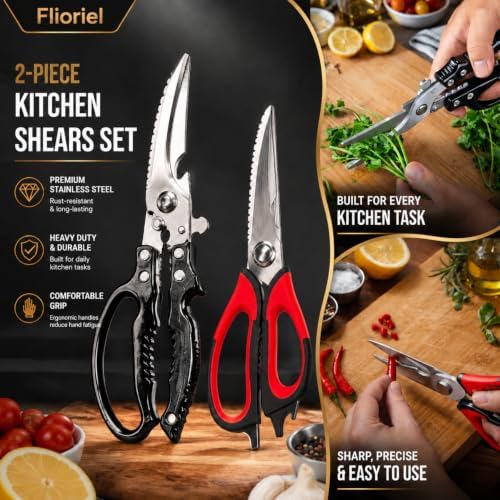 Kitchen Shears Heavy Duty Stainless Steel Cooking Scissors 2 Pack