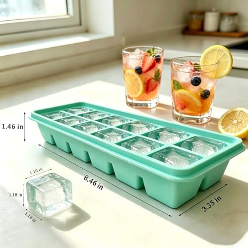 Silicone Ice Cube Trays with Lid, 3 Pack Easy Release Stackable Ice Trays for Freezer, BPA Free Flexible Ice Molds for Cocktail, Coffee, Juice, Soup and Food