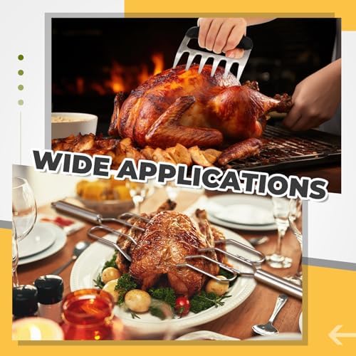 Sieral 4 Pcs Turkey Lifter Forks Meat Shredder Claws Fork Stainless Steel Turkey Fork Set Roaster Forks Meat Shredder Claws for Shredding Pulled Pork Roasted for Thanksgiving