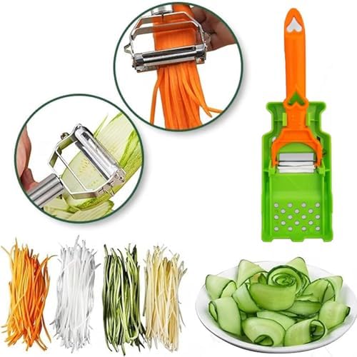 Pelador Multifuncional 2-En-1, Set Patient Peeler, Vegetable Peeler Julienne Cutter, Lemon Squeezer, 3 in 1 Multifunctional Kitchen Tool, for Fruits and Vegetables Potato Spiralizer(3)