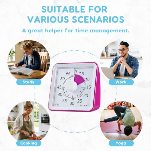 Secura Visual Timer for Kids, 60 Minute Classroom Countdown Timer for Study