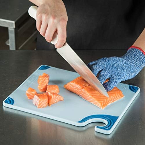 San Jamar Saf-T-Grip Cutting Board With Molded-In Ruler, Plastic Chopping Board for Kitchen, 9" x 12" x 0.35", 1 Count, Blue