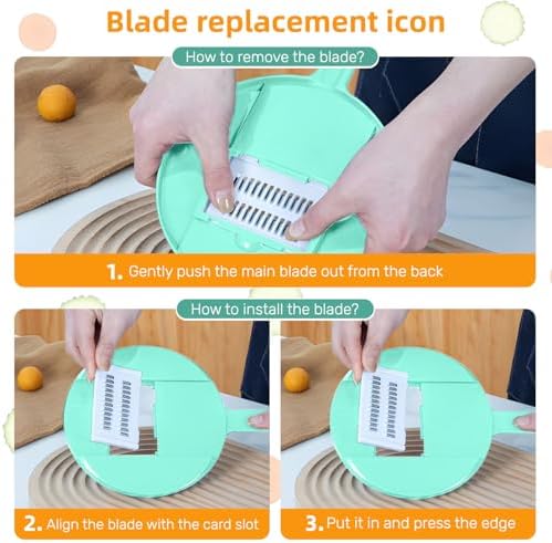 Multifunction mandoline slicer;vegetable chopper;vegetable slicer;food slicer;food chopper;chopper container;onion chopper;mandoline food slicer;vegetable cutter;chopping artifact (green, 9 in 1)