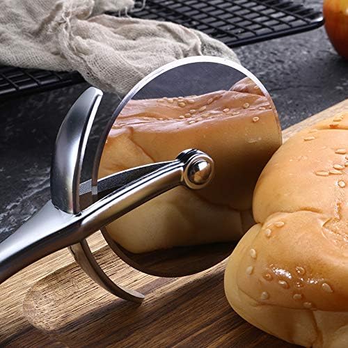Pizza Cutter Wheel Stainless Steel Sharp Slicer, Non-Slip Handle Multifunctional Kitchen Tool for Pies Waffles Lasagna Dough Cookies