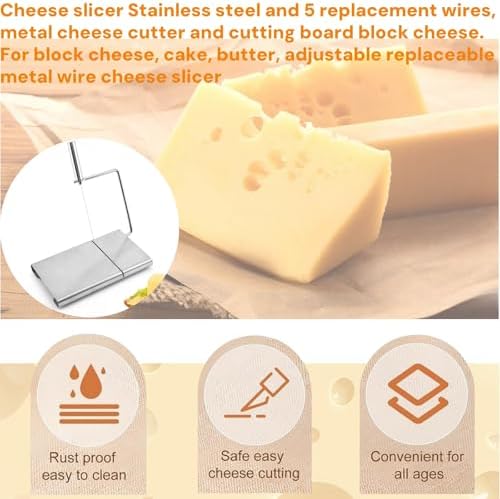 Cheese slicer Stainless steel and 5 replacement wires metal cheese cutter