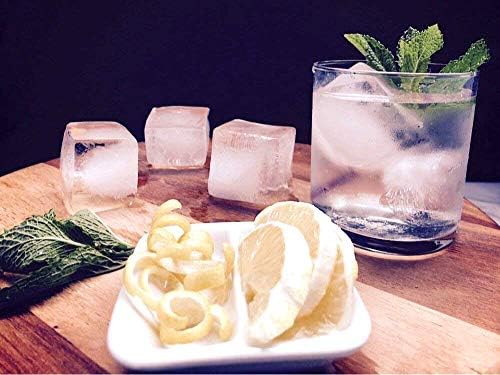 Silicone Ice Cube Trays by M. Gastro Kitchens, SAVE WITH OUR ECONOMY 4 PACK, Extra Large Ice Cubes, Space Saving Design, 6 Cavity (Cool Gray 11 with Lids)