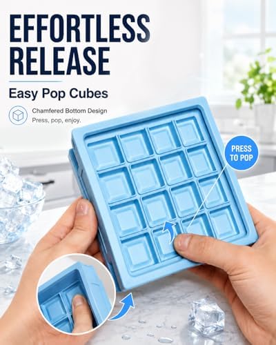 Party Set, 3-Piece Premium Silicone Ice Cube Trays with Watertight Design, Any-Which-Way No-Spill Stackable Freezer Mold for Cocktails, RV, Baby Food & Odor-Free Ice (Raw, Clear Silicone)
