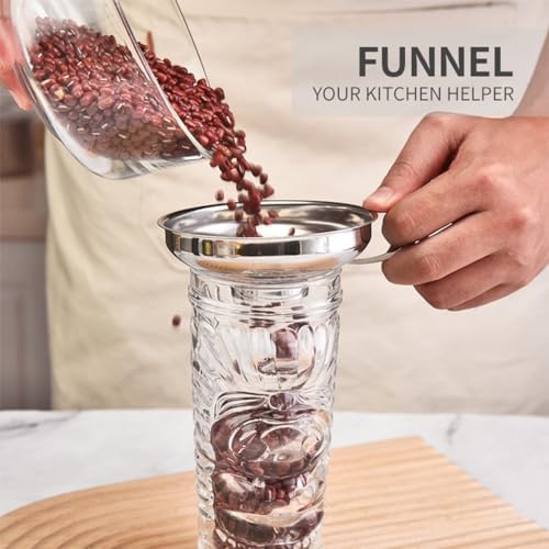 Set of 2 Canning Funnels with Wide Mouth - Stainless Steel Large/Small Kitchen Funnel Strainer - Use This to Fill Bottles with jam Oil Spice Compatible with Mason Jar