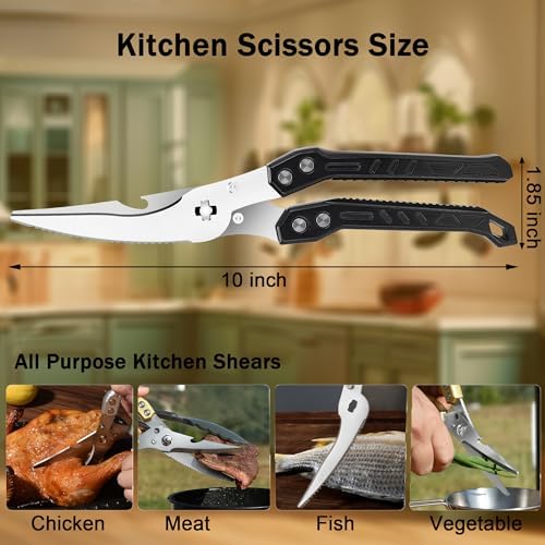 Heavy Duty Kitchen Poultry Shears Professional Food Scissors Black