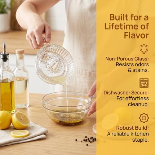 Glass Lemon Citrus Juicer Reamer, Heavyweight Glass