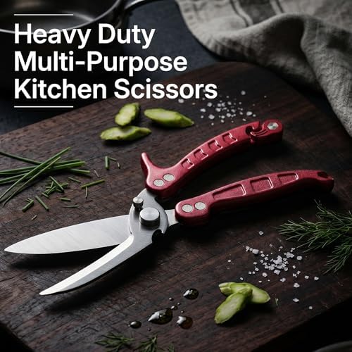 Kitchen Scissors All Purpose Heavy Duty, Stainless Steel Heavy Duty Kitchen Shears for Bone, Poultry, Chicken, Vegetable, Meat & Seafood Cooking Food Scissors With Safety Spring Lock