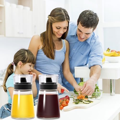 Leak-proof Oil Dispenser Bottle for Outdoor Camping, 160 ml/5.4 oz Glass Olive Oil and Vinegar Cruet, Well Sealed for Picnic Kitchen, 4 Pack