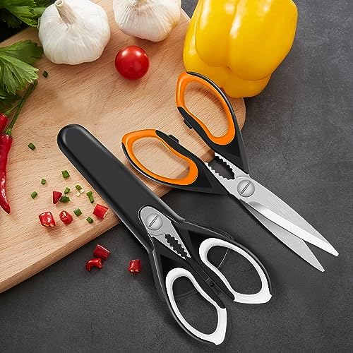 2 Pack Sharp Kitchen Scissors Set with Magnetic Holder