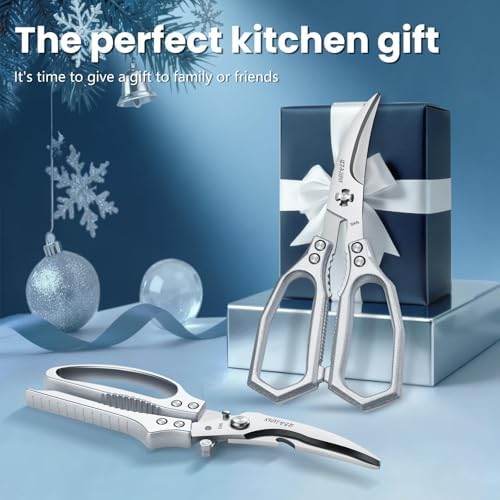 HUUSK Silver Kitchen Scissors Set -Heavy Duty Kitchen Shears