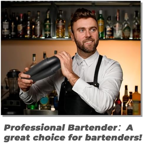 Sabary 6 Pcs Shakers Bartending Boston Cocktail Shaker, Sanding Black