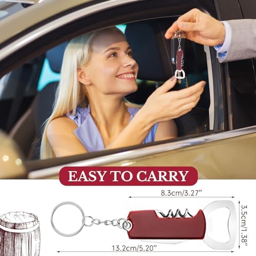 Ziliny 24 Pcs Wine Bottle Opener Keychains Bulk Corkscrew, Red