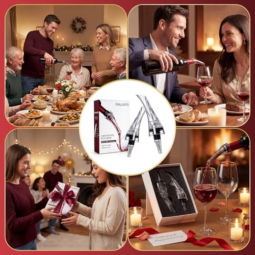 Wine Aerator Pourer Spout, 2 Pack, Drip-Free Pouring, Instant Aeration