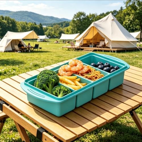 Silicone Freezer Tray with Lid 2 Pack, 1 Cup Large Ice Cube Tray, 8 Portion Soup Freezer Container, Food Freezer Storage & Meal Prep, Oven & Dishwasher Safe