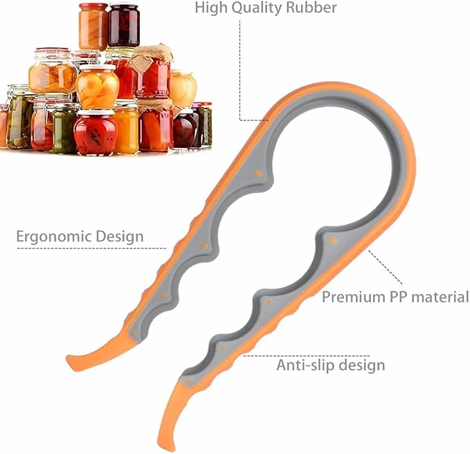 Easy Grip Jar, Bottle & Can Opener – Multi-Use Tool for Low Strength & Weak Hands, Perfect for Seniors with Arthritis