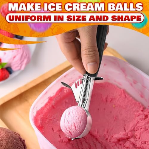 0.8 Oz Ice Cream Scoop with Trigger #40, Stainless Steel Portion Scoop