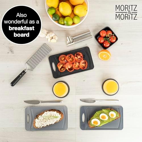 Set of 6 Non-Slip BPA-Free Plastic Cutting Boards 14x25cm - Durable Kitchen Chopping Boards - Easy Clean, Black