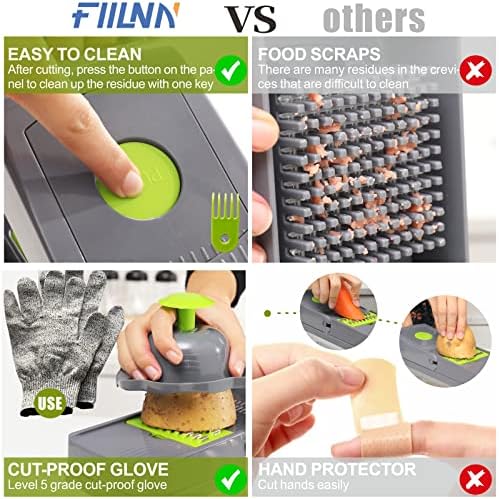 Vegetable Chopper,FIILNN 15-in-1 Food Chopper Onion Chopper Vegetable Slicer with Container,8Blades,Egg Separator,Colander Basket,Protective Gloves, is the perfect kitchen Gadget for cooking lovers.