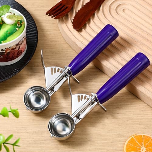 Reallnaive 2 Pcs Ice Cream Scooper with Trigger, 0.75 oz, Purple