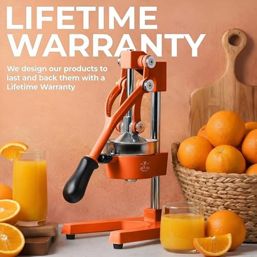 Zulay Kitchen Cast Iron Juicer - Heavy Duty Orange Juicer with Detachable Strainers for Easy Cleaning, Citrus Press for Citrus Fruits, Perfect for Bartenders, Juice Lovers & Health Enthusiasts