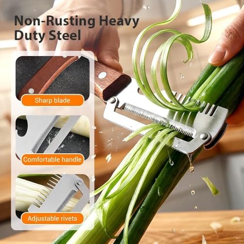 Multifunctional Vegetable Peeler, 2026 New Kitchen Multi-function Stainless Steel Thickened Fruit Peeler Knife, 3-1, For Peeling Fruits and Shredding Scallions (1 pc)