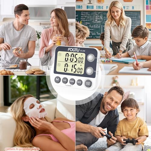 Digital Dual Kitchen Timer, 2Groups Count Up/Down Timer for Cooking