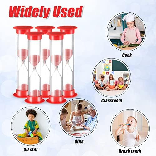 Geelin 24 Pcs 1 Minute Sand Timer Bulk Red Hourglass Kids Timer Sandglass Clock for Adult Kids Games Toothbrush One Minute Sand Clock Acrylic Covered Hourglass for Classroom School Home Kitchen Office