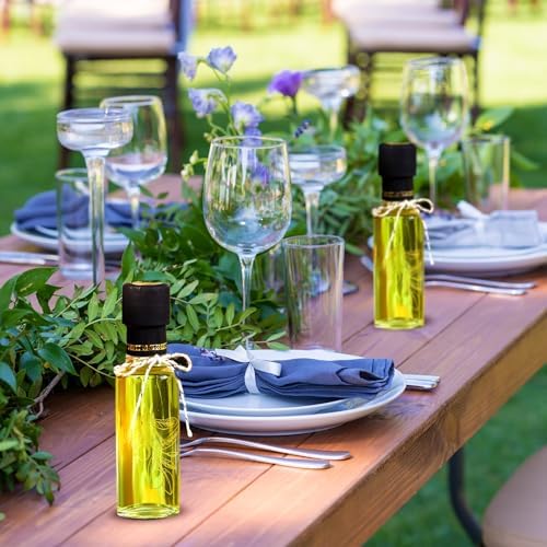 Reallnaive 20 Pcs 4oz Mini Olive Oil Bottles Bulk, Olive Pattern, Clear
