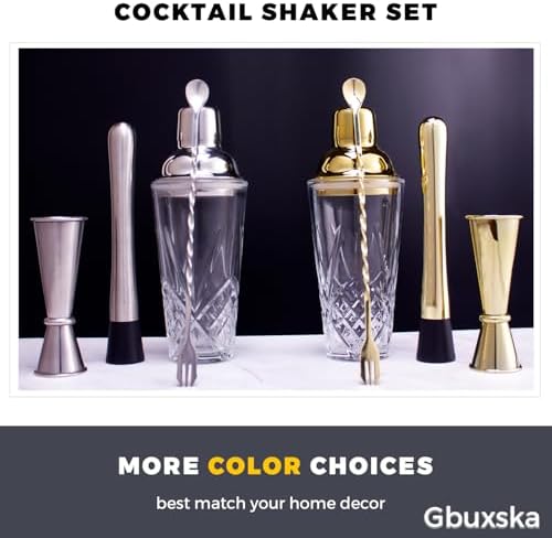 Cocktail Shaker Set with Jigger, Glass Shaker with Strainer