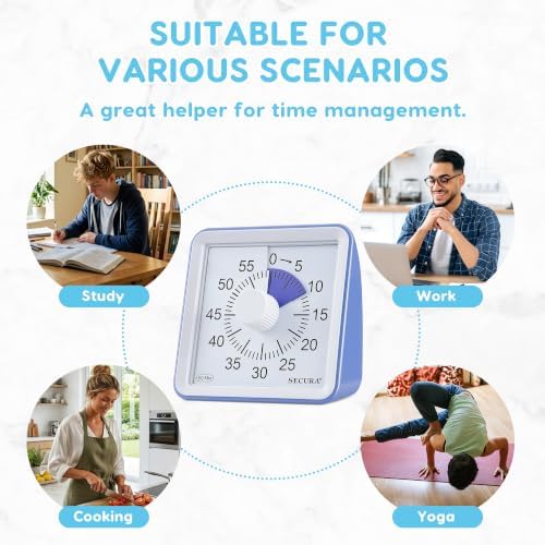 Secura Visual Timer for Kids, 60 Minute Classroom Countdown Timer for Study