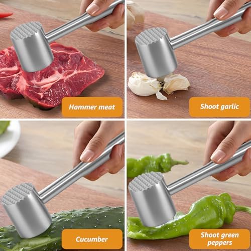 Meat Tenderizer Mallet, 304 Stainless Steel Dual Side Meat Hammer Chicken Pounder, Meat Hammer Tenderizer for Steak Beef Chicken Pork, Kitchen Tool for Cooking - Dishwasher Safe