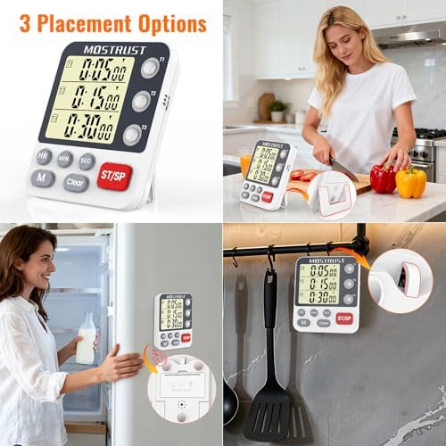 Digital Dual Kitchen Timer, Multiple Channels Countdown Timer