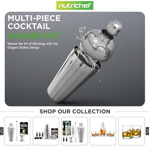 NutriChef 3 Piece Bartender Set | Professional Margarita Mixer & Cocktail Shaker Set Includes Cocktail Shaker, Jigger & Bar Spoon | Bartender Martini Mixology Barware | Perfect for Homes & Bars