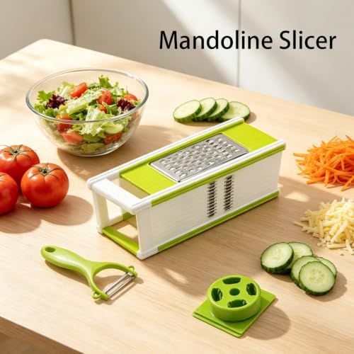 Mandoline Slicer for Kitchen, 4-in-1 Multi Vegetable Slicer with Container