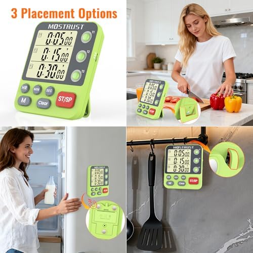 Digital Dual Kitchen Timer, Multiple Channels Countdown Timer