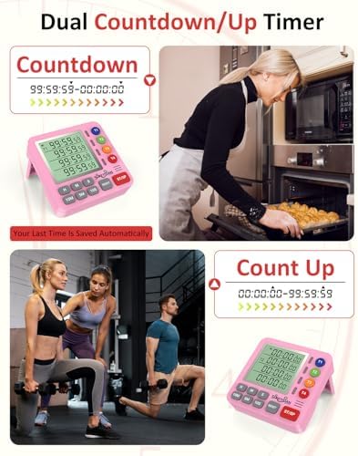 Digital Kitchen Timer with 4 Channel, Loud Alarm and Silent Mode
