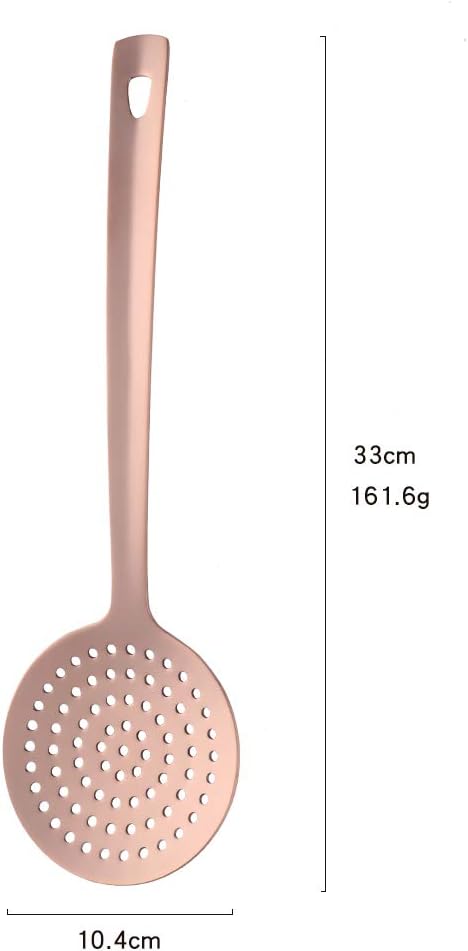 Skimmer Spoon, BuyGo Rose Gold Slotted Spoon Strainer Ladle Stainless Steel Cooking Utensil, Comfortable Grip Design
