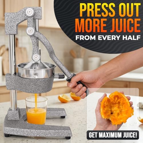 Cast Iron Juicer Hand Press, Heavy-Duty Squeezer (Silver)
