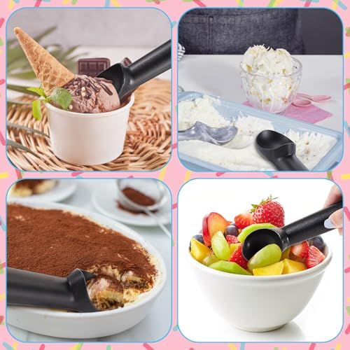 Gejoy 8 Pcs Ice Cream Scoop Set, Ice Cream Scoops 7 Inch, Black