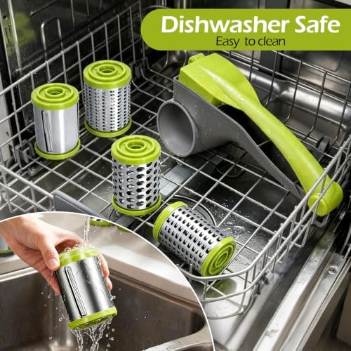 Masthome Cheese Grater, 4 Stainless Steel Drums with 1 Replacement Handle